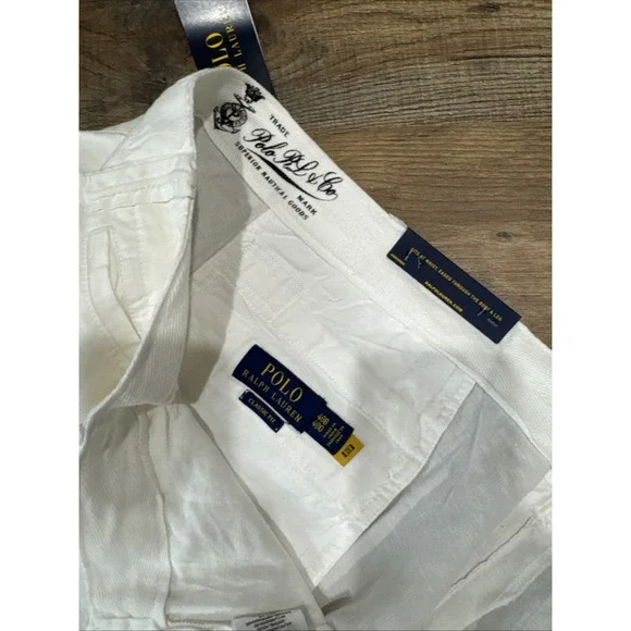 Polo Ralph Lauren Mens Classic Fit Maritime Linen Shorts White Size 48B‎ 48 NEW